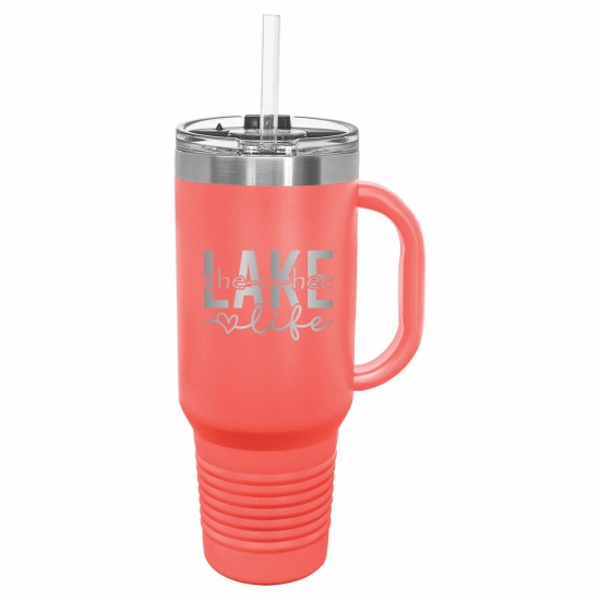 *New 40 oz. Stainless Steel Travel Mug with Lid & Straw