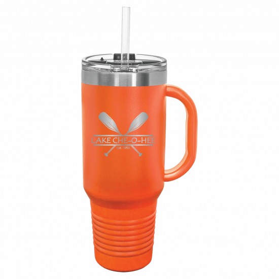 *New 40 oz. Stainless Steel Travel Mug with Lid & Straw